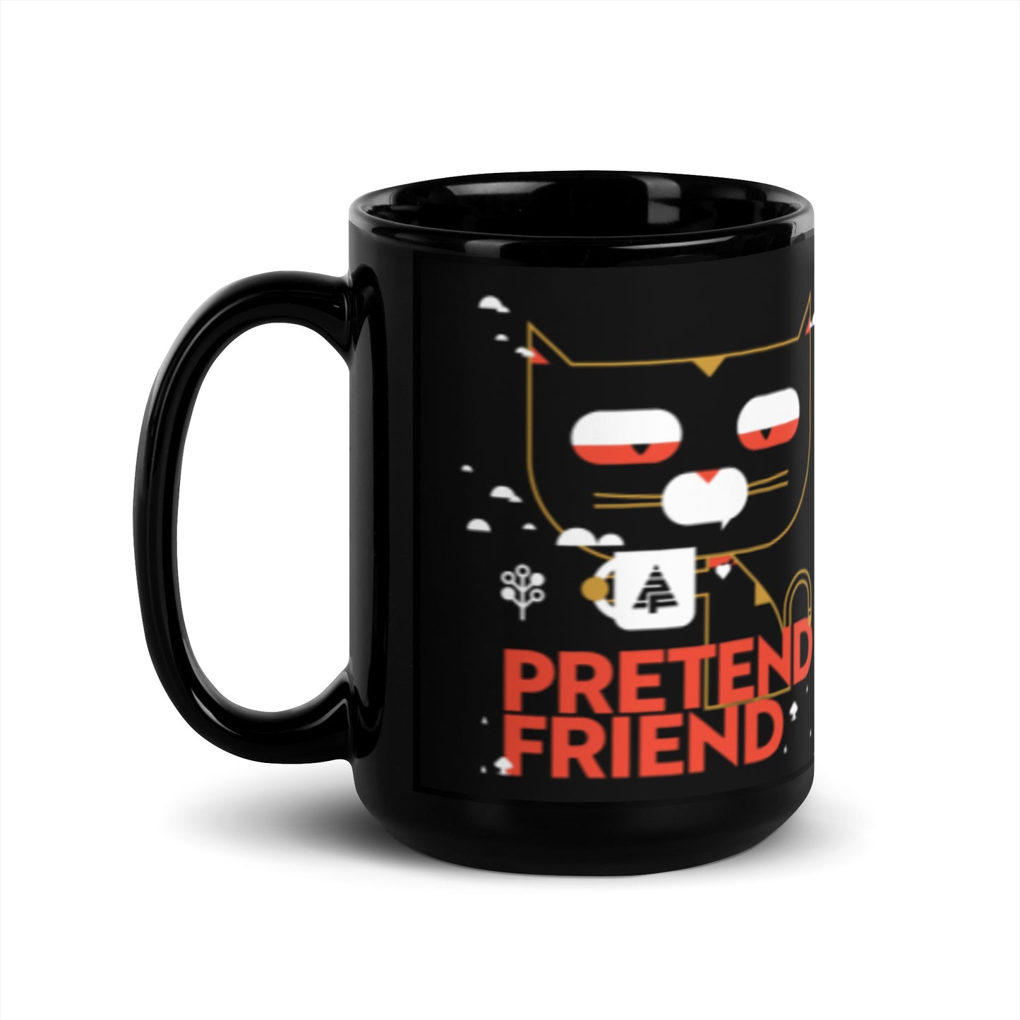 Coffee Cat Black Glossy Mug